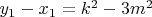 $y_1-x_1=k^2-3m^2$
