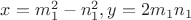$x=m_1 ^2-n_1 ^2, y=2m_1 n_1$