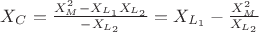 $X_C=\frac{X_M^2-X_{L_1}X_{L_2}}{-X_{L_2}}}=X_{L_1}-\frac{X_M^2}{X_{L_2}}}$