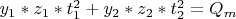 $y_1*z_1*t_1^2+y_2*z_2*t_2^2=Q_m$