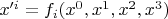 $x'^i = f_i(x^0,x^1,x^2,x^3)$