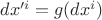 $dx'^i=g(dx^i)$