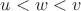 $u < w < v$ $u < w < v$