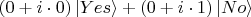 $(0+i\cdot0)\left\lvert Yes \right\rangle + (0+i\cdot1)\left\lvert No \right\rangle$