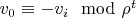 $v_0 \equiv -v_i \mod \rho^t$