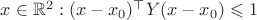 $x\in \mathbb{R}^2: (x-x_0)^\top Y(x-x_0) \leqslant 1$