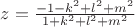 $\[
z = \frac{{-1- k^2  + l^2  + m^2 }}{{1 + k^2  + l^2  + m^2 }}
\]
$