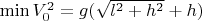 ${\rm min}\,V_0^2 = g( \sqrt{l^2+h^2} +h)$