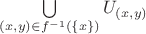 $\bigcup\limits_{(x,y)\in f^{-1}(\{x\})}U_{(x,y)}$ $\bigcup\limits_{(x,y)\in f^{-1}(\{x\})}U_{(x,y)}$