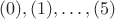 $(0), (1), \dots, (5)$