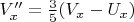 $V''_x = \frac{3}{5}(V_x - U_x)$