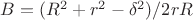 $B = (R^2+r^2-\delta^2)/2rR$