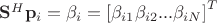 $\mathbf S^H\mathbf p_i = \mathbf \beta_i = \left[\beta_{i1}\beta_{i2}...\beta_{iN}\right]^T$