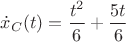 ${\dot{x}}_C(t)=\dfrac{t^2}{6}+\dfrac{5t}{6}$