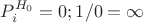$P_i^{H_0} = 0;  1/0 = \infty $