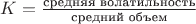 $K=\frac{\text{средняя волатильность}}{\text{средний объем}}$