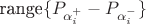 $\text{range}\{P_{\alpha^+_i} - P_{\alpha^-_i}\}$