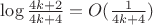 $\log\frac{4k+2}{4k+4}=O(\frac{1}{4k+4})$