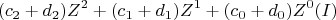 \[ 
(c_2  + d_2 )Z^2  + (c_1  + d_1 )Z^1  + (c_0  + d_0 )Z^0 (I) 
\]