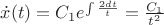 $\dot{x}(t) = C_{1} e^{\int \frac{2dt}{t}} = \frac{C_{1}}{t^{2}}$