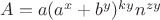 $A=a(a^x+b^y)^{ky}n^{zy}$