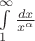 $\int\limits_1^\infty \frac{dx}{x^\alpha}$ $\int\limits_1^\infty \frac{dx}{x^\alpha}$