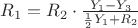 $R_1 = R_2\cdot{Y_1-Y_3\over {1\over 2}Y_1+R_2}$