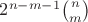 $2^{n-m-1}\binom{n}{m}$
