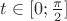 $t\in [0;\frac{\pi}{2}]$