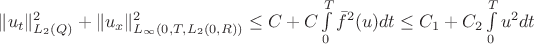 $\|u_t\|^2_{L_2(Q)}+\|u_x\|^2_{L_{\infty}(0,T,L_2(0,R))} \leq C + C\int \limits_{0}^{T}{\bar f}^2(u)dt \leq C_1 + C_2\int \limits_{0}^{T}u^2dt$