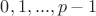 $0,1,...,p-1$