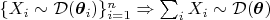 $\{X_i \sim \mathcal D (\boldsymbol\theta _i)\}_{i=1}^n \Rightarrow \sum _i X_i \sim \mathcal D(\boldsymbol\theta)$