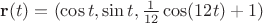 $\mathbf{r}(t) = (\cos t, \sin t, \frac{1}{12}\cos(12 t) + 1)$