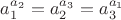 $a_1^{a_2} = a_2^{a_3} =a_3^{a_1} $
