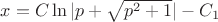 $x=C\ln|p+\sqrt{p^2+1}|-C_1$