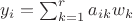 $y_i=\sum_{k=1}^r a_{ik} w_k$
