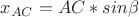 $x_{AC} = AC * sin \beta$