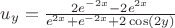 $u_y=\frac{2e^{-2x}-2e^{2x}}{e^{2x}+e^{-2x}+2\cos(2y)}$