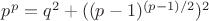 $p^p = q^2 + ((p-1)^{(p-1)/2})^2$