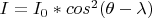 $I=I_0*cos^2(\theta-\lambda)$