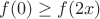 $f(0)\ge f(2x)$