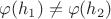 $ \varphi(h_1)\neq\varphi(h_2)$