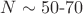 $N\sim 50\text{-}70$