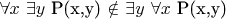 $\forall x$  $\exists y$ P(x,y) $\notin$  $\exists y$ $\forall x$ P(x,y)