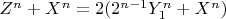 $Z^n+X^n=2(2^{n-1}Y_1^n+X^n)$
