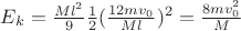 $E_k=\frac{Ml^2}{9}\frac{1}{2}(\frac{12mv_0}{Ml})^2=\frac{8mv_0^2}{M}$