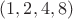 $(1,2,4,8)$