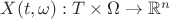 $X(t,\omega):T\times\Omega\to \mathbb{R}^n$
