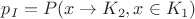 $p_I=P(x\to K_2, x \in K_1)$ $p_I=P(x\to K_2, x \in K_1)$