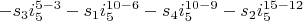 $-s_3 i_5^{5-3}-s_1 i_5^{10-6}-s_4 i_5^{10-9}-s_2 i_5^{15-12}$
